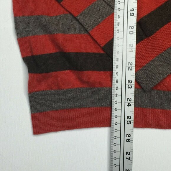 Banana Republic Mens Rust Brown Gray Striped Wool Cashmere Sweater Size Large - Picture 8 of 9